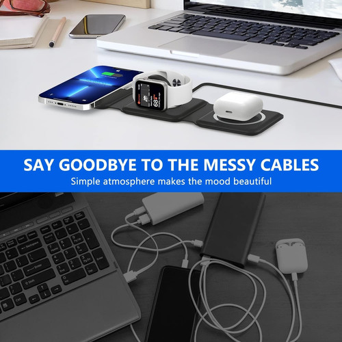 23W 3 in 1 Magnetic Foldable MagSafe Compatible Qi2 Wireless Charger for iPhone - Image 3