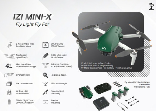 IZI Mini X Nano Fly More Combo 4K Drone - Image 3