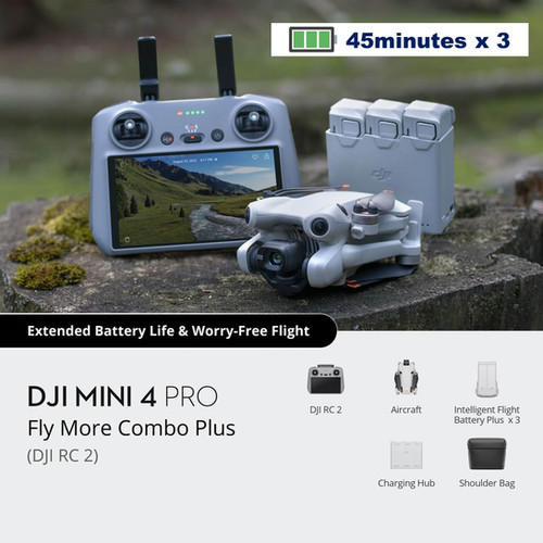 DJI Mini 4 Pro Drone With Fly More Combo Plus with DJI RC 2 Controller