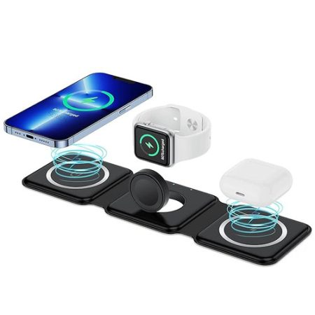 23W 3 in 1 Magnetic Foldable MagSafe Compatible Qi2 Wireless Charger for iPhone